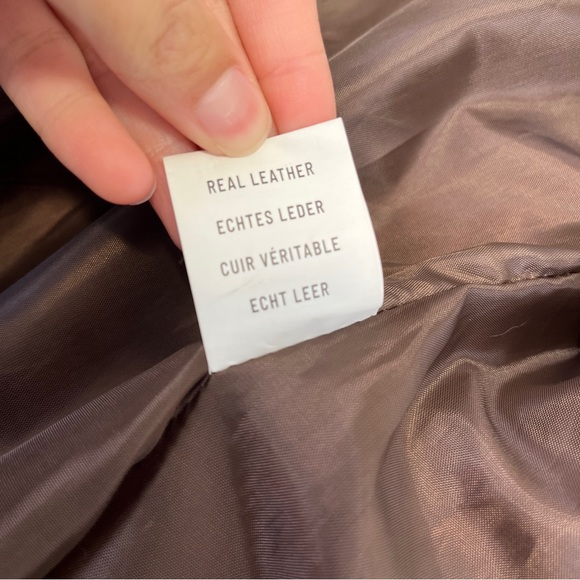 Real leather brown vintage jacket with detachable fur collar xxs - Picture 3 of 12